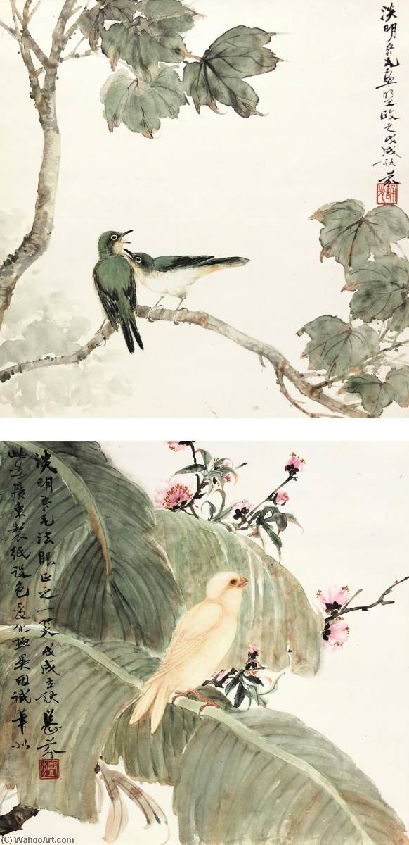 Perching By The Blossoms — Deng Fen