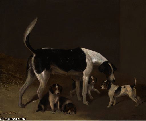 A Foxhound And Her Litter — Edwin Cooper