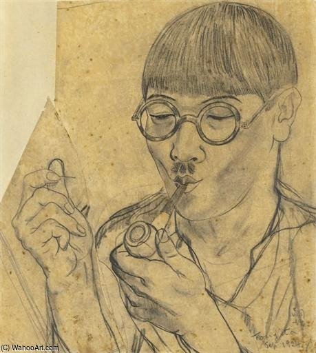 Autoportrait À La Pipe — Léonard Tsuguharu Foujita