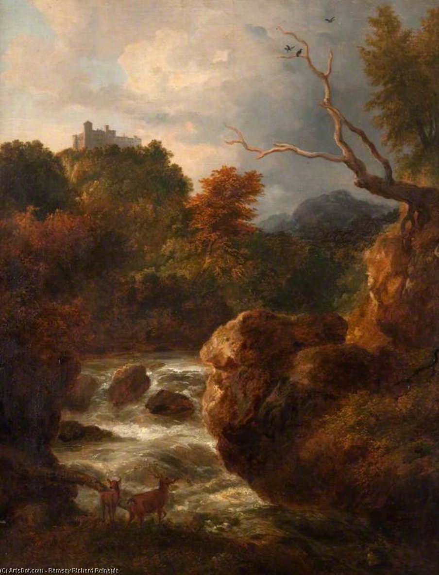 Mountain Stream With Deer — Ramsay Richard Reinagle