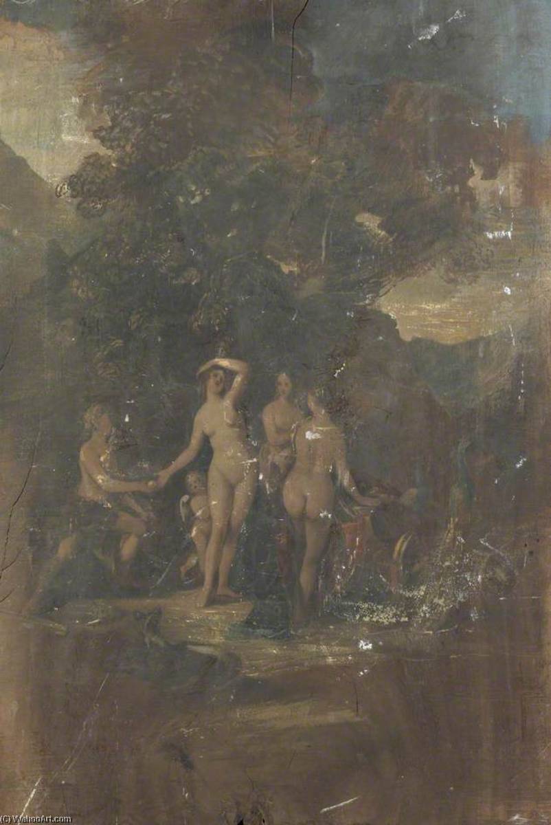 Group Of Classical Nudes In A Wooded Landscape — George Sheffield Senior