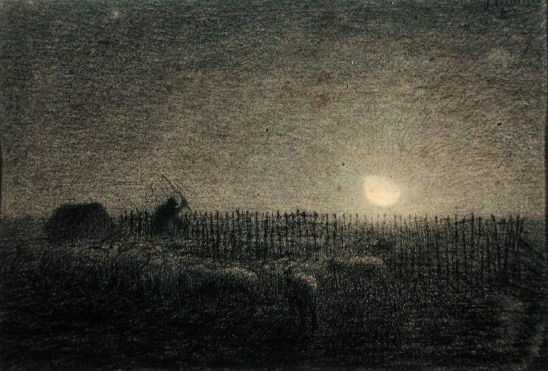 The Shepherd At The Fold By Moonlight — Jean-françois Millet
