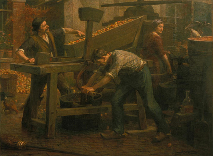 Les Pileurs, Fabrication De Cidre En Normandie — Denet Charles