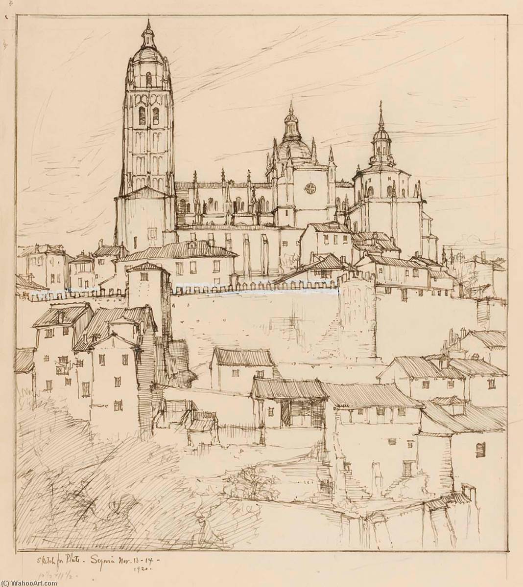 Sketch For Plate, Segovia — Ernest D Roth