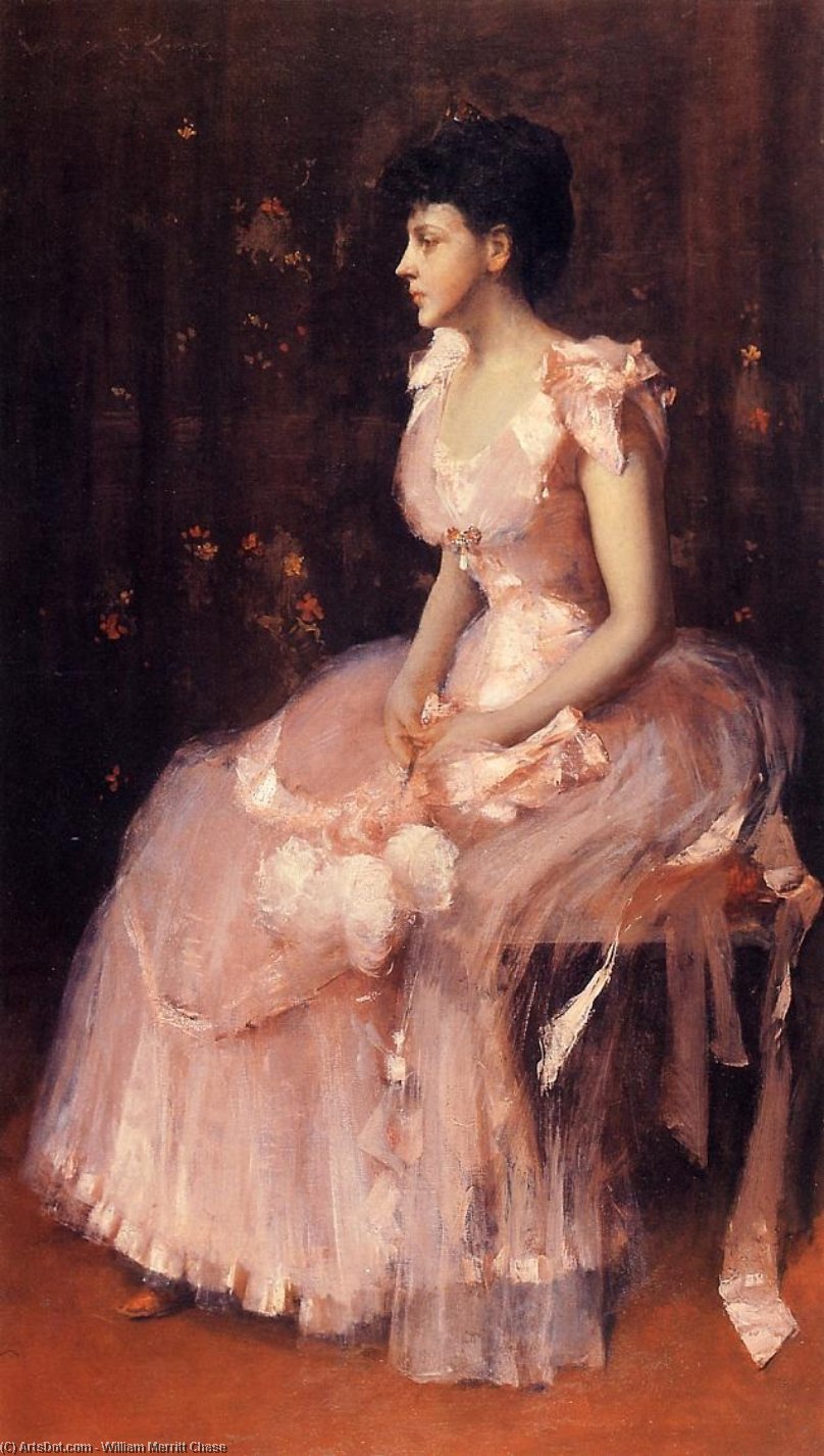Portrait Of A Lady In Pink (also Known As Lady In Pink - Portrait Of Mrs. Leslie Cotton) — William Merritt Chase