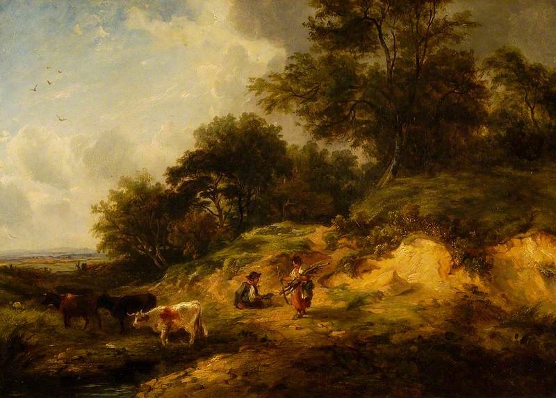 Landscape, Peasants And Cattle — George Turner