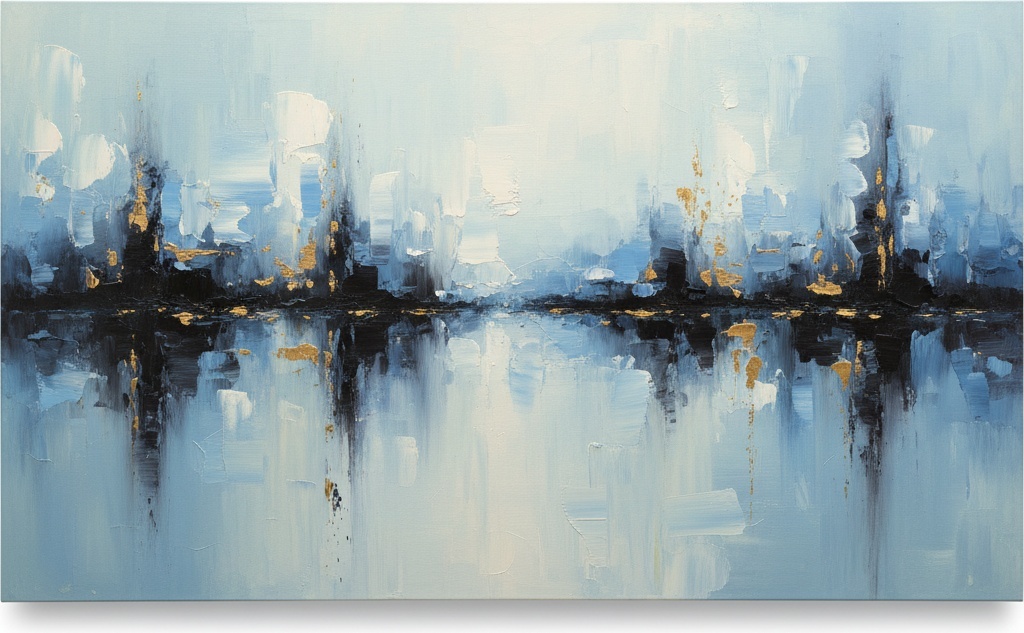 Ethereal Midnight Horizon: A Meditative Study Of Cerulean Shadows And Gilded Reflections — Christian Noiret