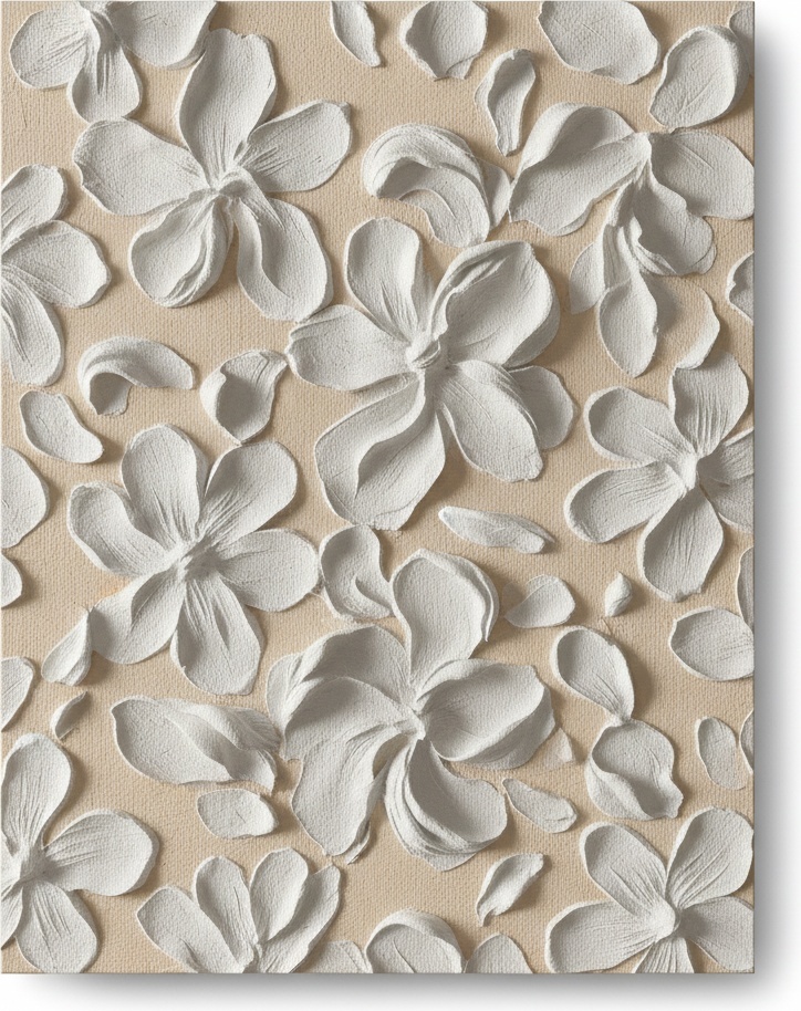 Flores Etéreas En Impasto Con Capas Escultóricas De Arena Y Blanco Cremoso — David Moreau