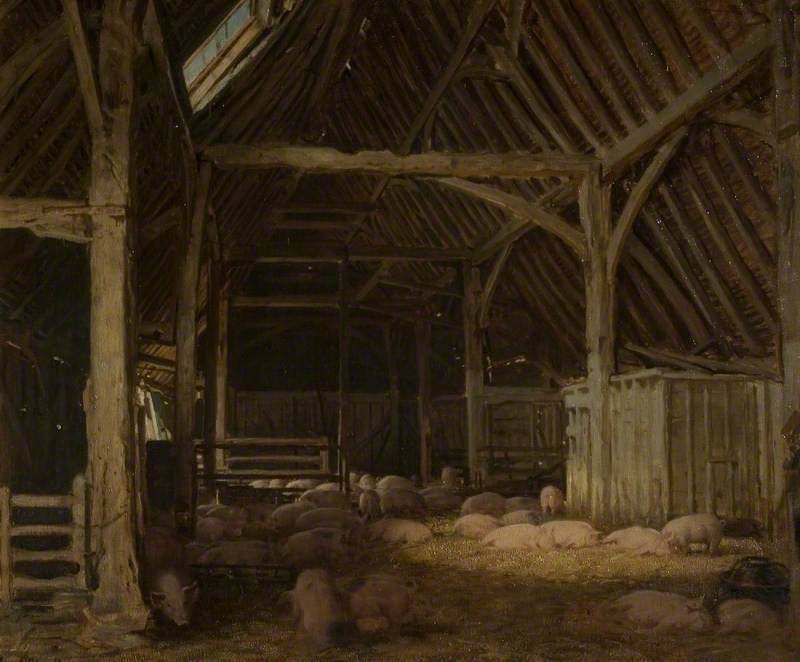 An Interior Of A Barn — フレデリック・ウィリアム・エルウェル