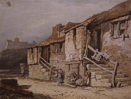 Cottages Near St. Michael's Mount, Cornwall — Samuel Prout