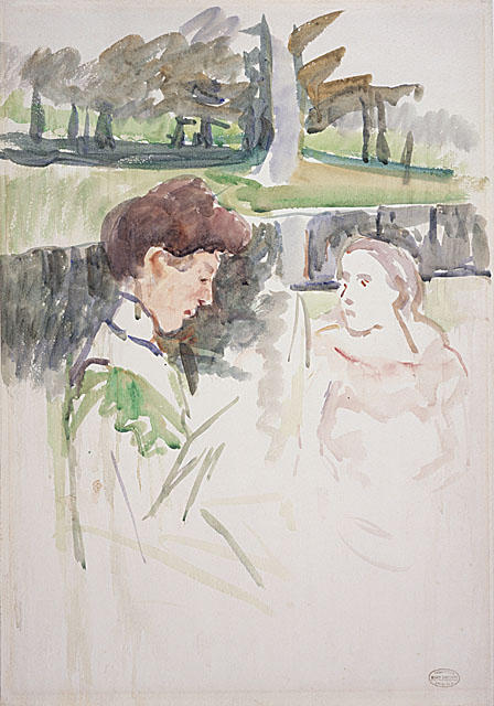 Augusta And Her Daughter Seated Near A River Bank — Mary Stevenson Cassatt