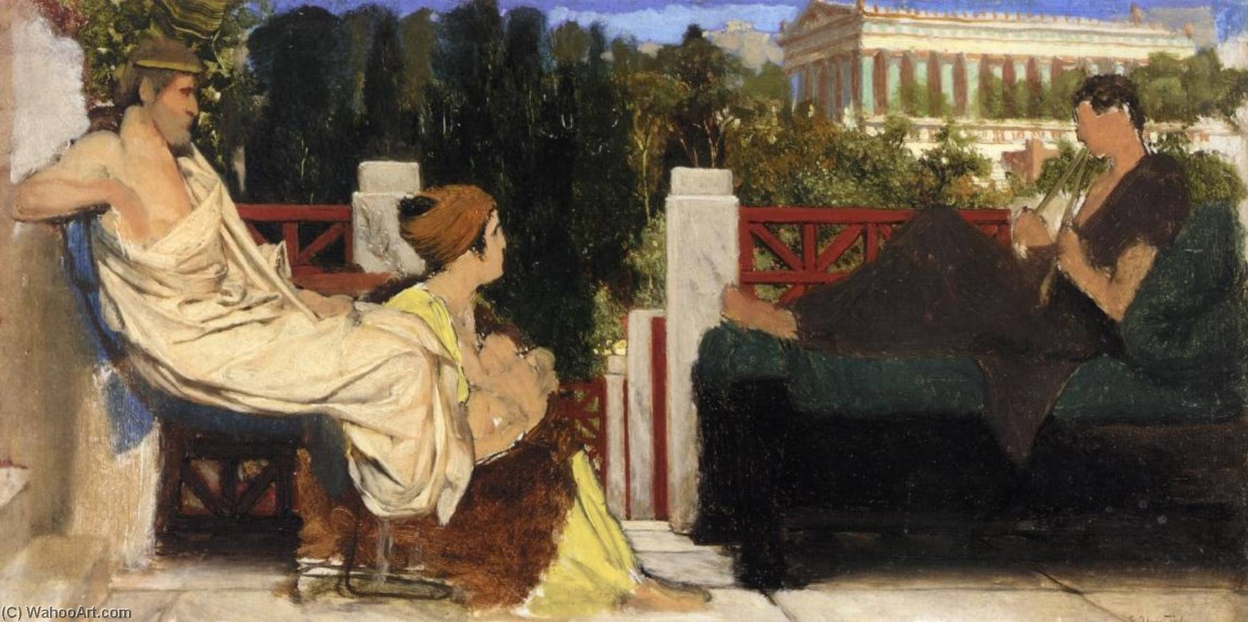 Figures On The Terrace By The Acropolis — Lourens Alma Tadema