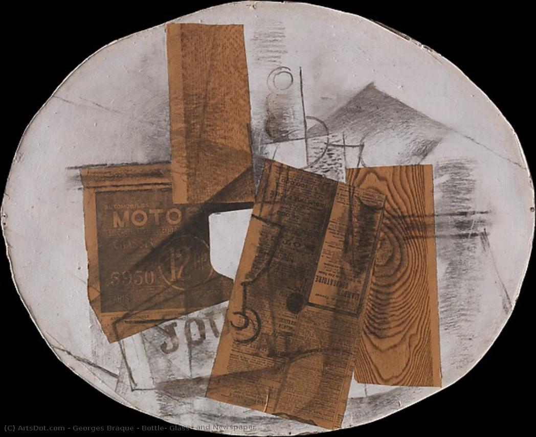 Bottle, Glass, And Newspaper — Georges Braque