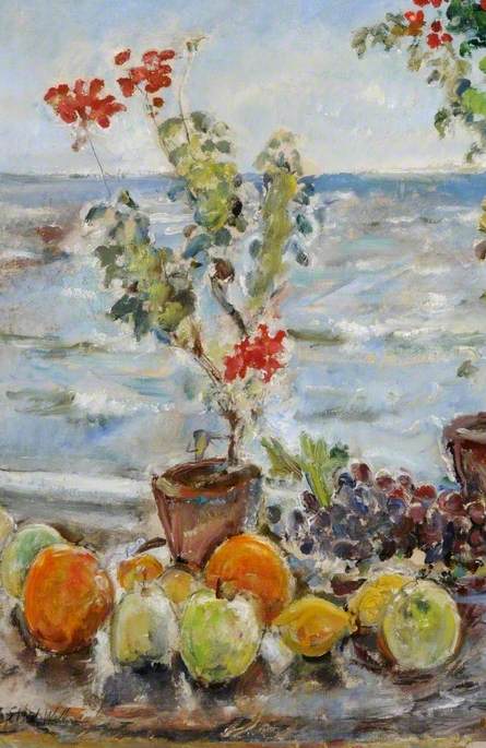 Geraniums And Fruit, Robin Hood's Bay, North Yorkshire — Ethel Walker