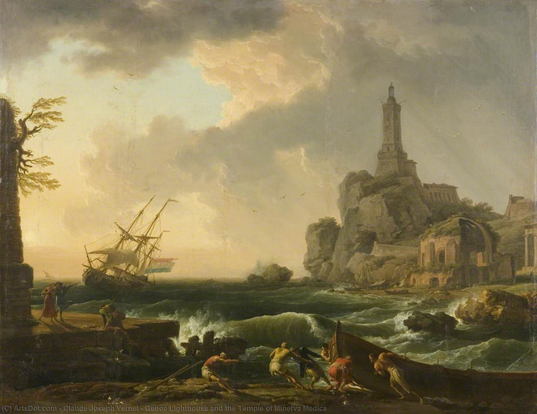 Genoa Lighthouse And The Temple Of Minerva Medica — Клод Жозеф Верне