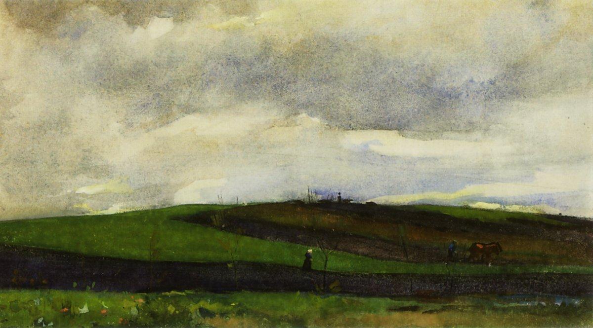 Plowing Farmer In Undulating Landscape — Pieter Florentius Nicolaas Jacobus Arntzenius