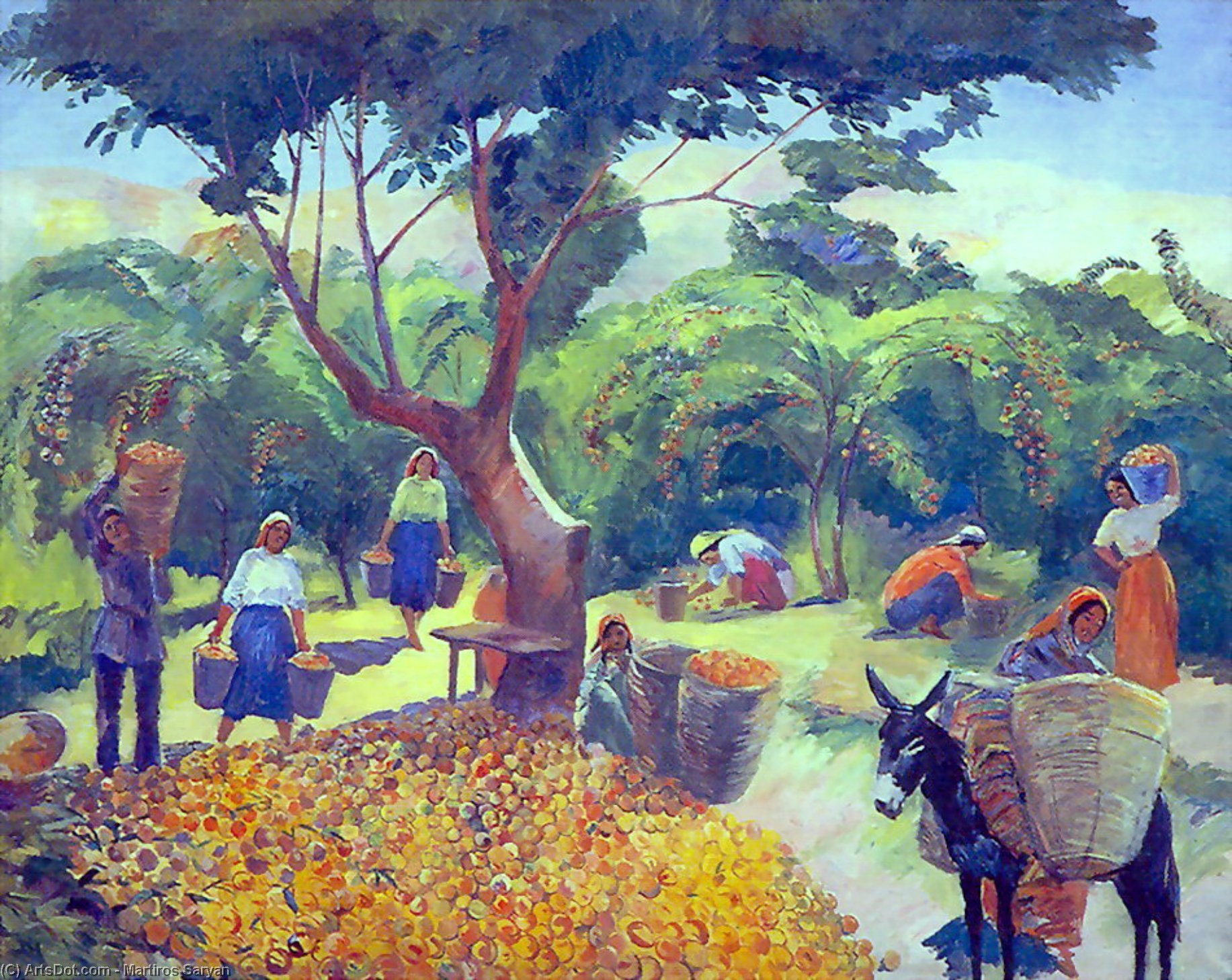 Gathering Peaches In The Collective Farm In Armenia — Martiros Sarian