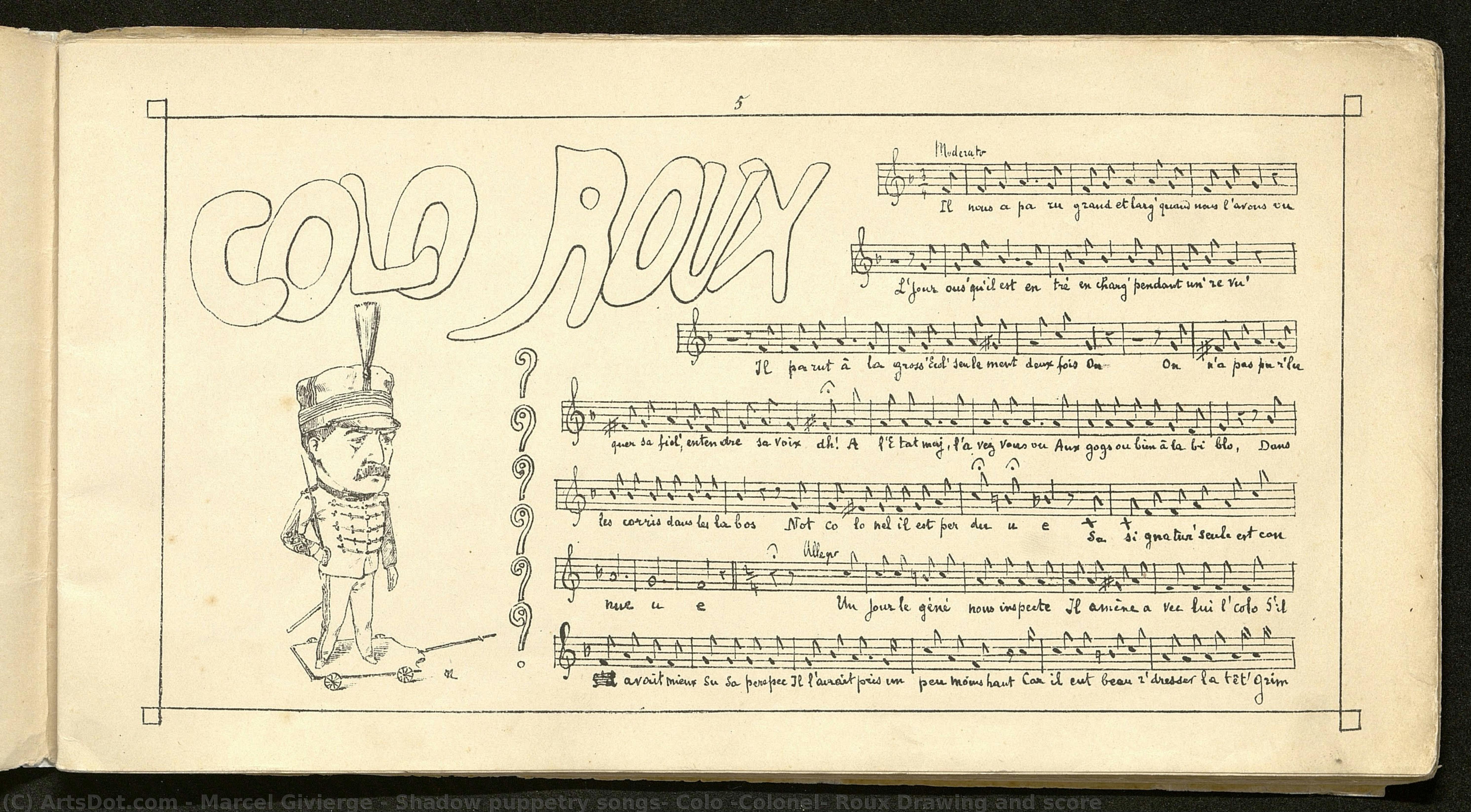 Shadow Puppetry Songs: Colo (colonel) Roux Drawing And Score — Marcel Givierge