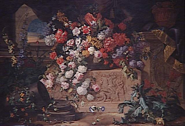 Fleurs Et Bas Relief Antique — Blain De Fontenay Jean-baptiste Le Père