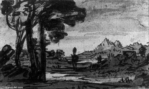 A River Landscape — Alexander Cozens