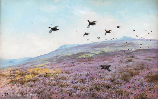 Grouse In A Moorland Landscape — George Edward Lodge