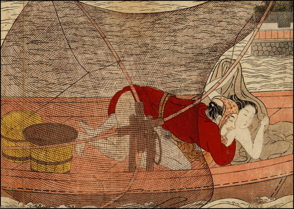 Fisherman Making Love To A Partly Clothed Girl On His Boat — Suzuki Harunobu