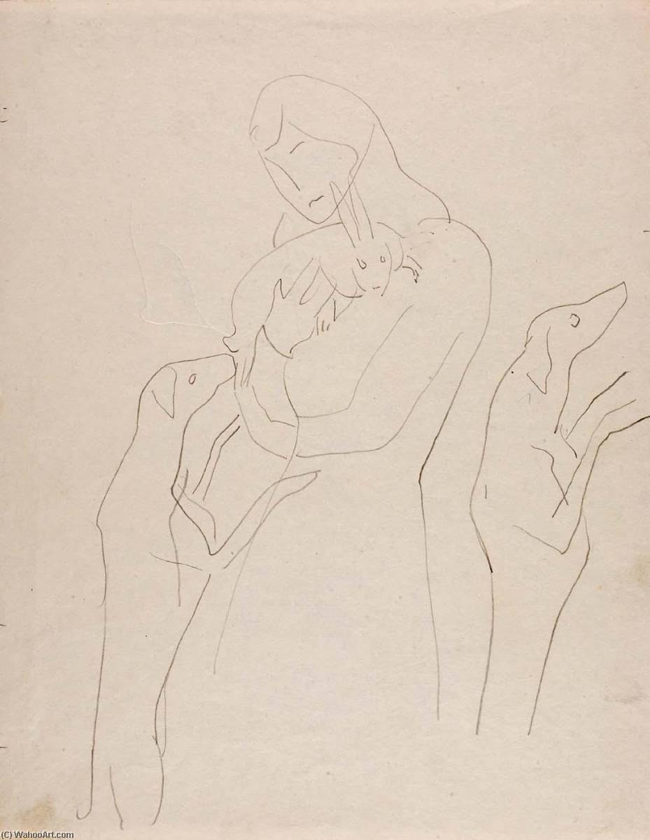 (female Figure With Two Dogs And Rabbit) — Marguerite Zorach
