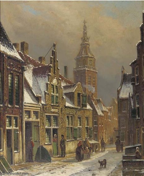 A Dutch Town On A Sunny Day In Winter — Oene Romkes De Jongh
