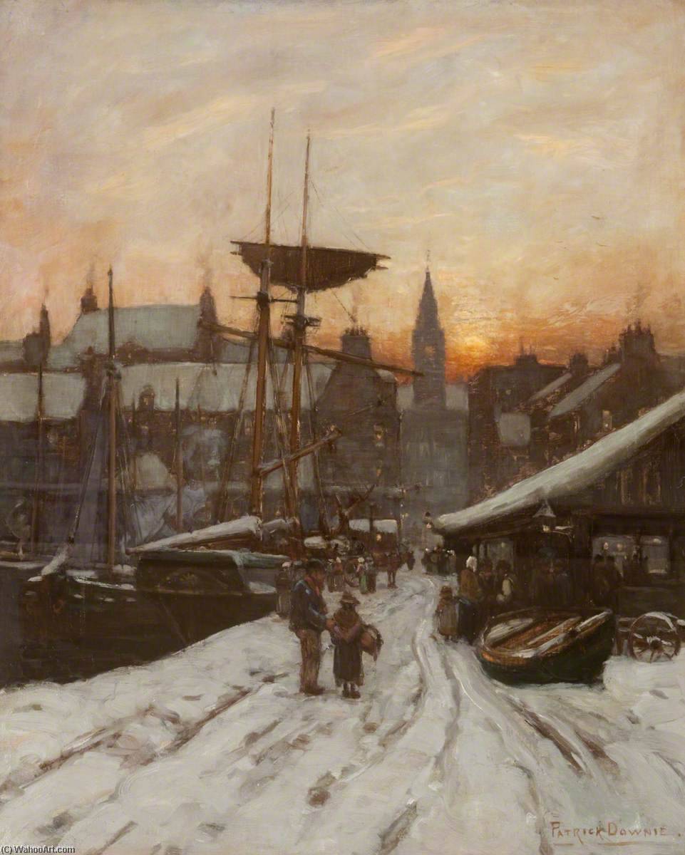 A Winter Sunset, Mid Quay, Greenock, 1888 — Patrick Downie