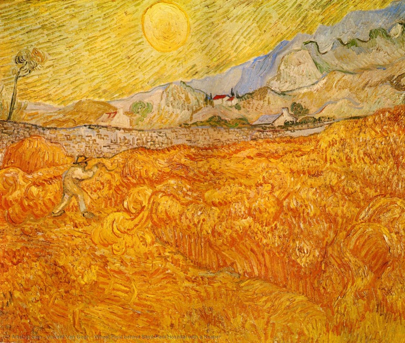 Wheat Field Behind Saint-paul Hospital With A Reaper — Vincent Willem Van Gogh