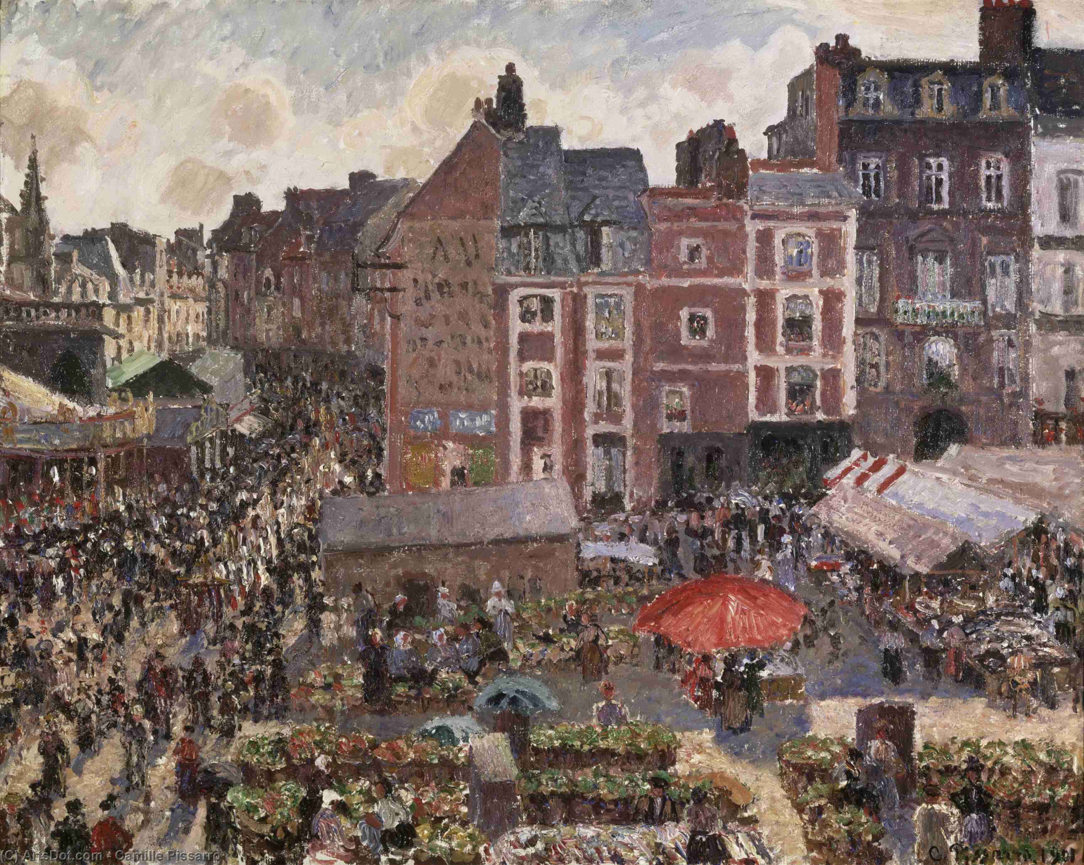 Der Markt In Dieppe - Morgensonne — Camille Pissarro