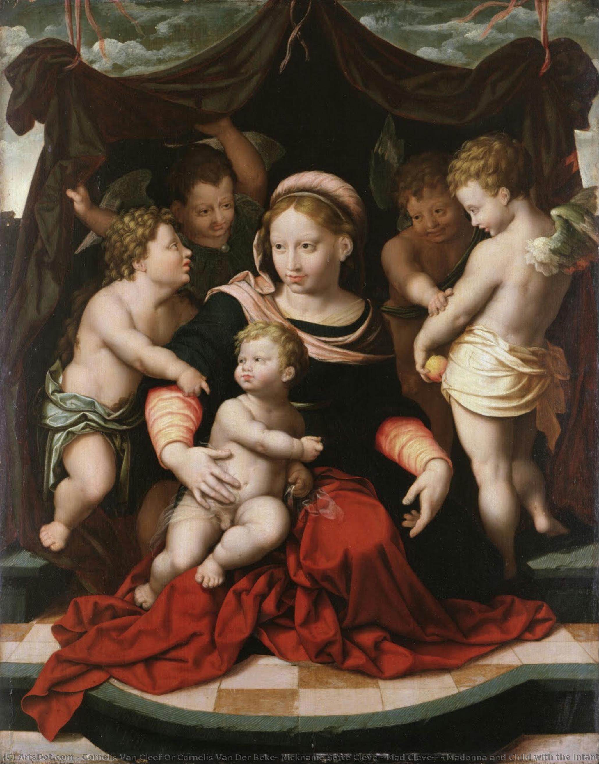 Madonna And Child With The Infant Saint John The Baptist And Angels — Cornelis Van Cleef Or Cornelis Van Der Beke, Nickname Sotte Cleve ('mad Cleve')