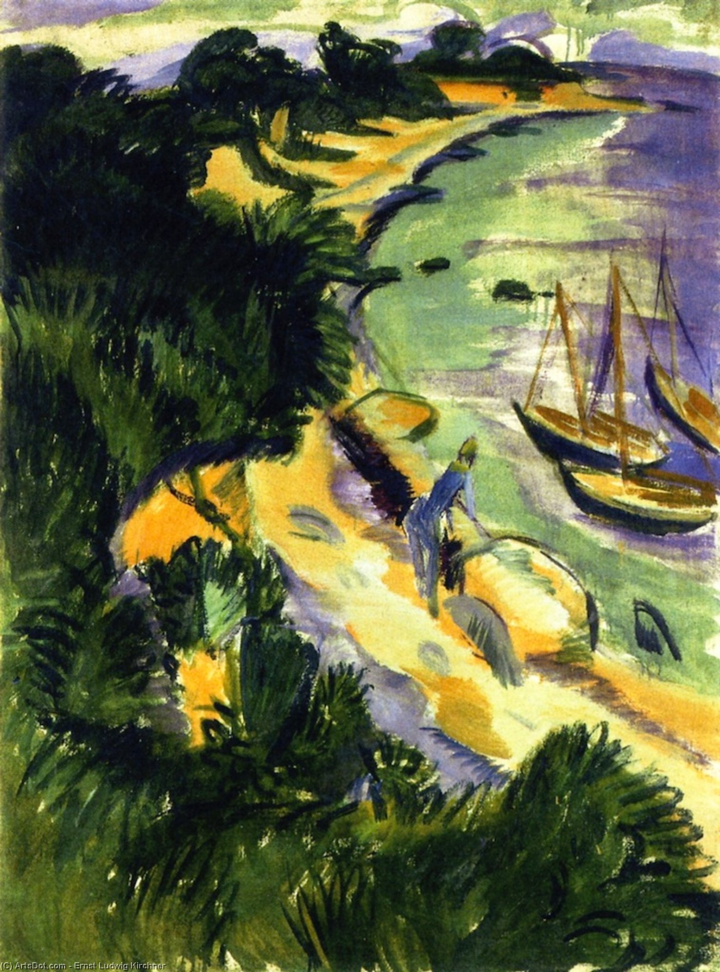 Fehmarn Bay With Boats — Ernst Ludwig Kirchner