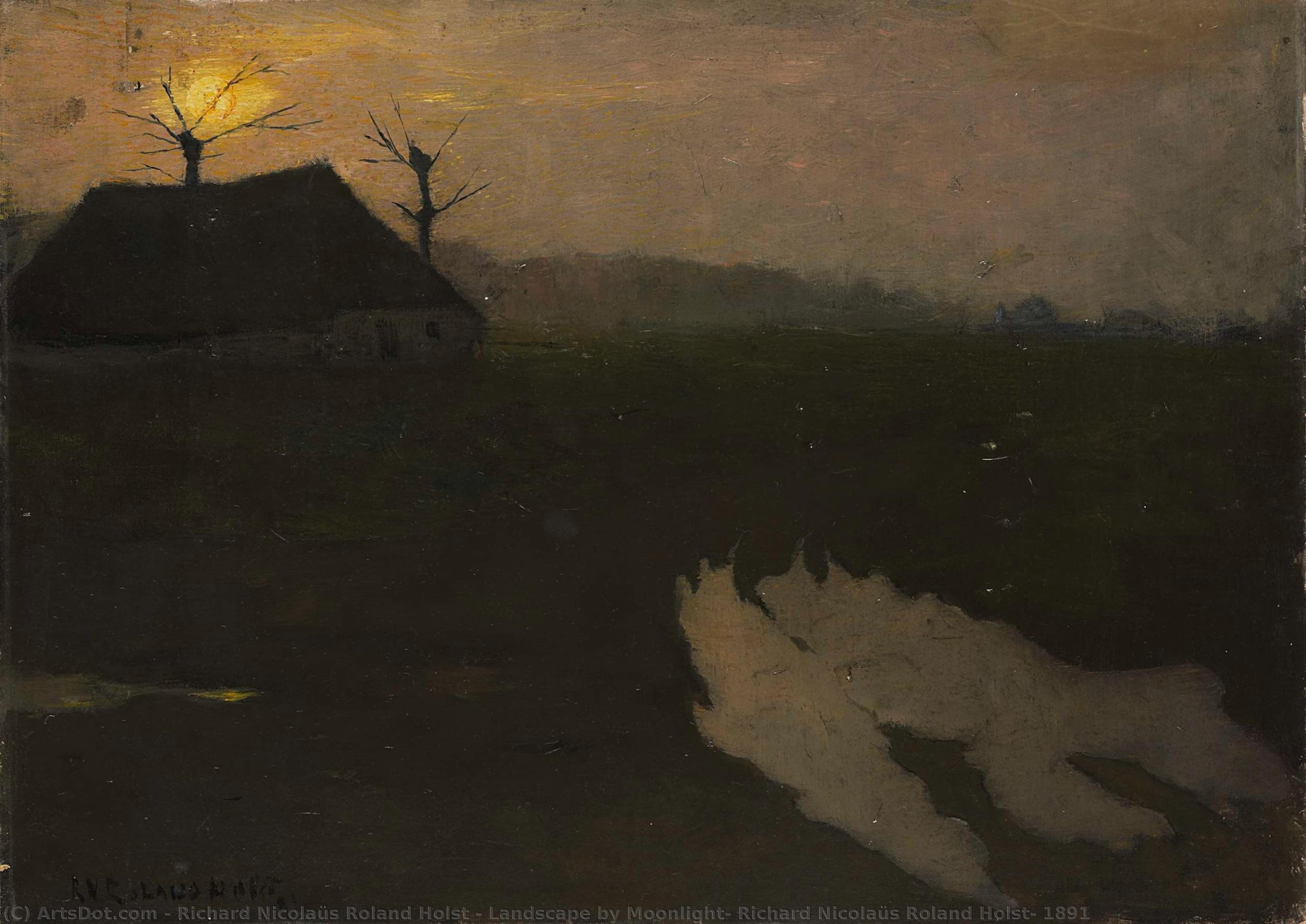Landscape By Moonlight, Richard Nicolaüs Roland Holst, 1891 — Richard Nicolaüs Roland Holst