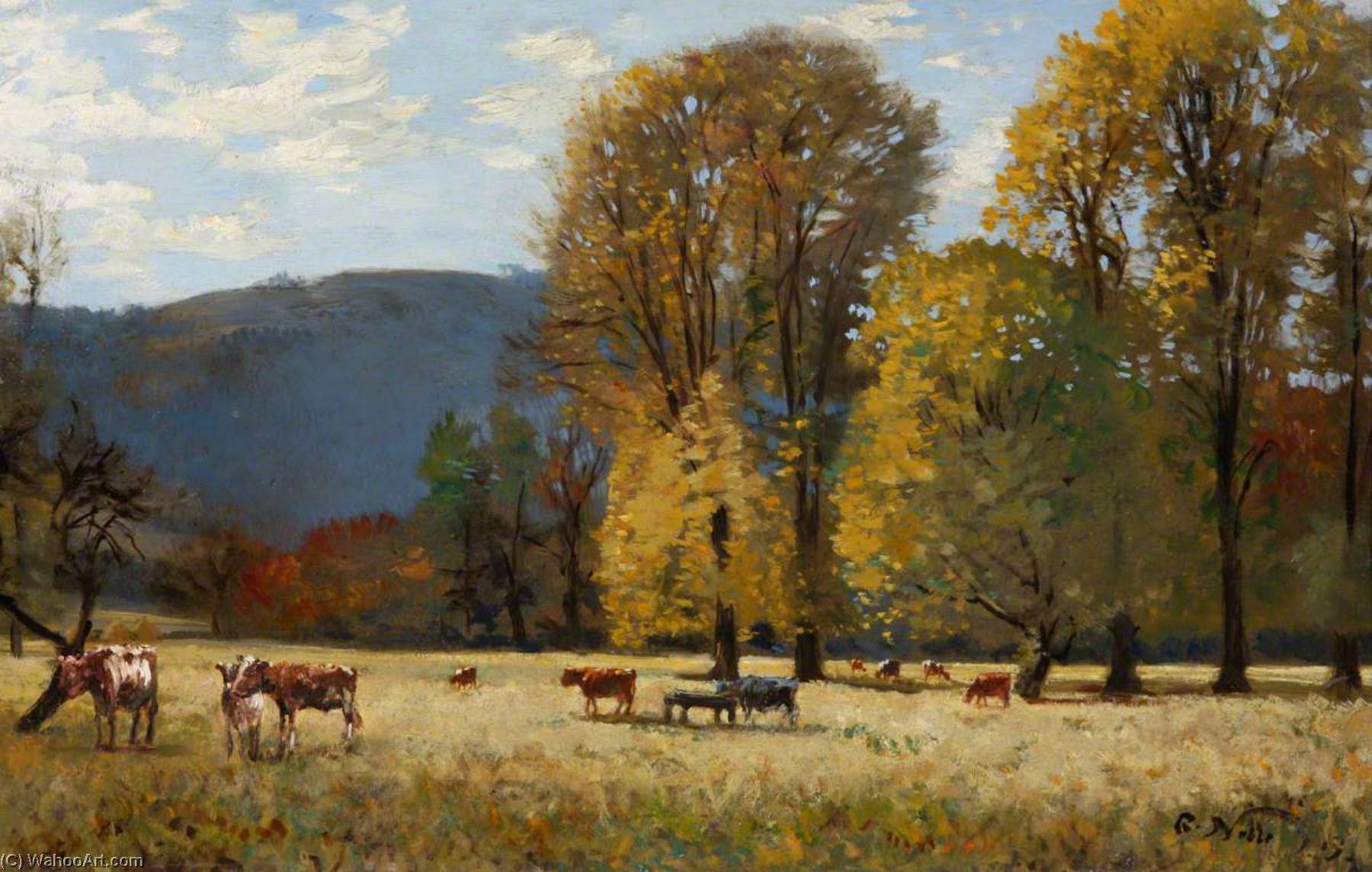 Landscape With Cattle Near Bridge Of Earn — Robert Noble