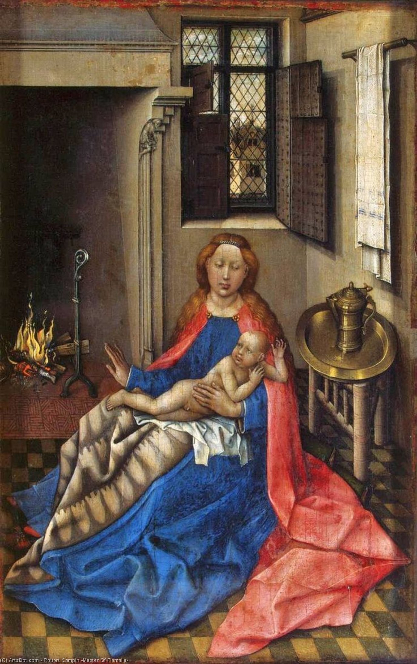 Madonna With The Child By A Fireplace — Robert Campin (master Of Flemalle)
