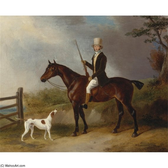 A Gentleman With His Hunter And Pointer — William Barraud