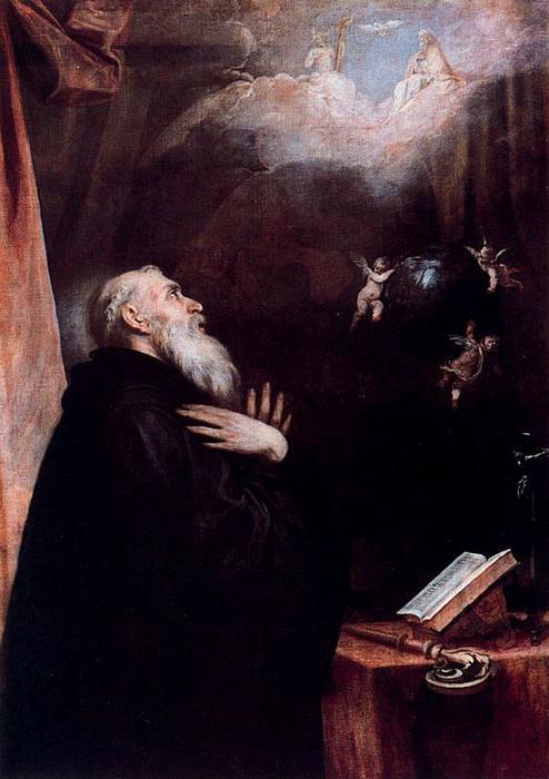 San Benito En La Visión Del Y Los Tres Ángeles — Alonzo Cano