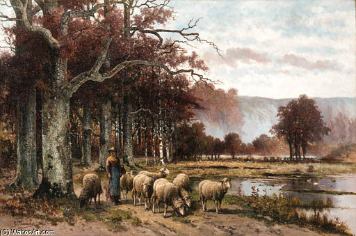Sheep Grazing Under A Tree — Franz Van Severdonck