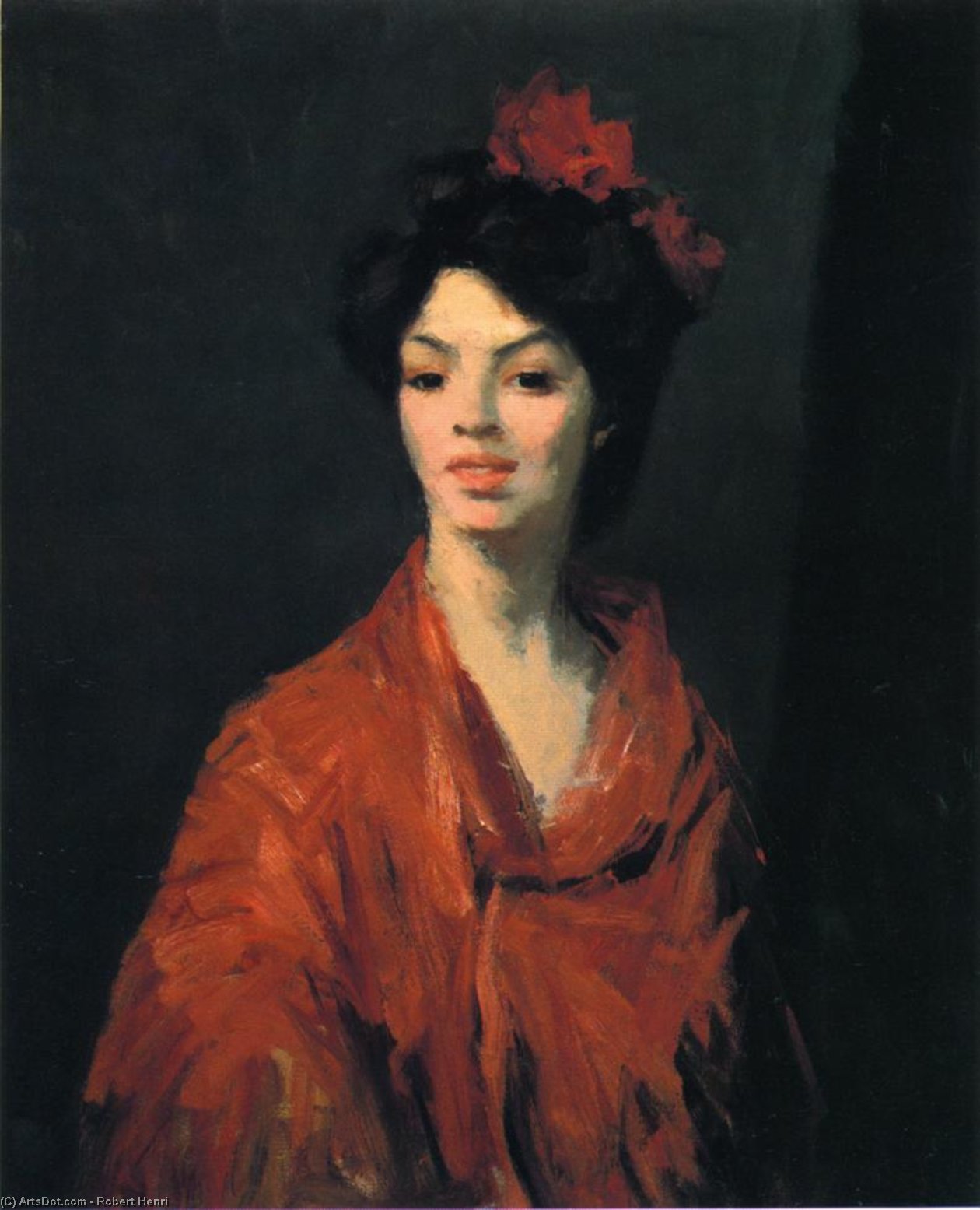 Spanish Woman In A Red Shawl — Robert Henri