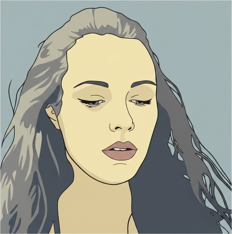 Soledad Serena En Pizarra Y Azul Teal: Un Retrato Meditativo De Gracia Silenciosa — François Petit