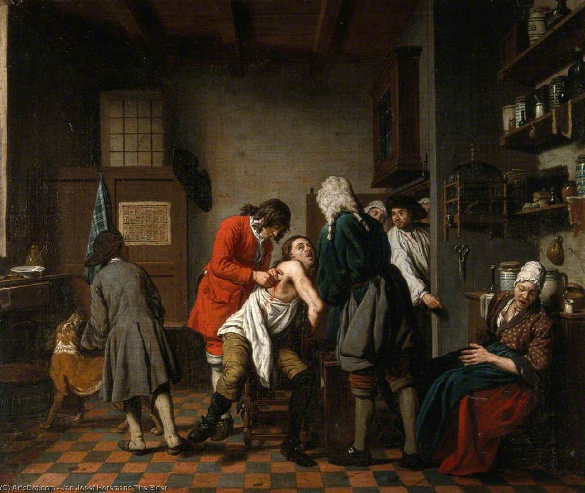 Nterior With A Surgeon And His Apprentice Attending To A Patient — Jan Josef Horemans El Viejo