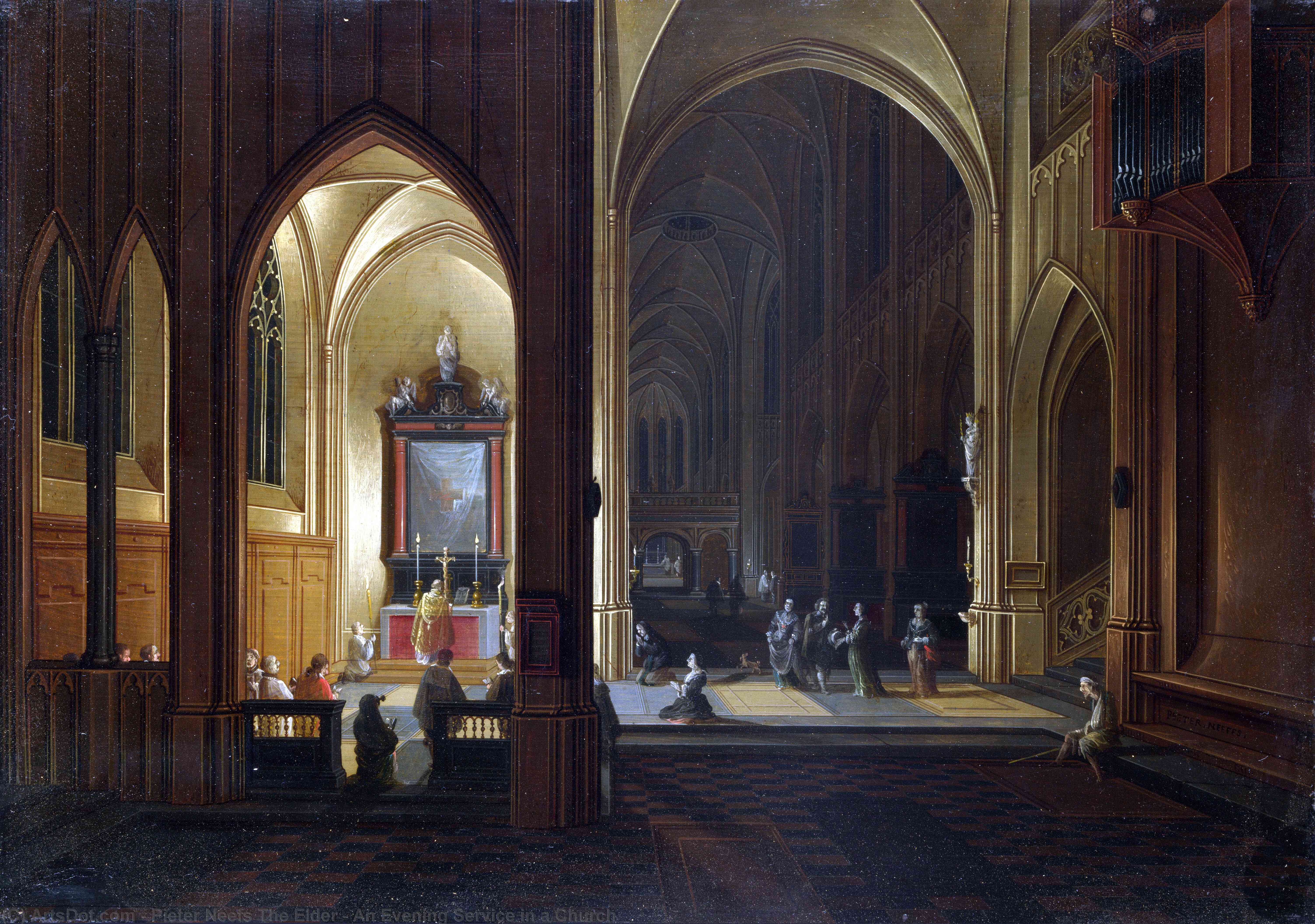 An Evening Service In A Church — Pieter Neefs El Viejo