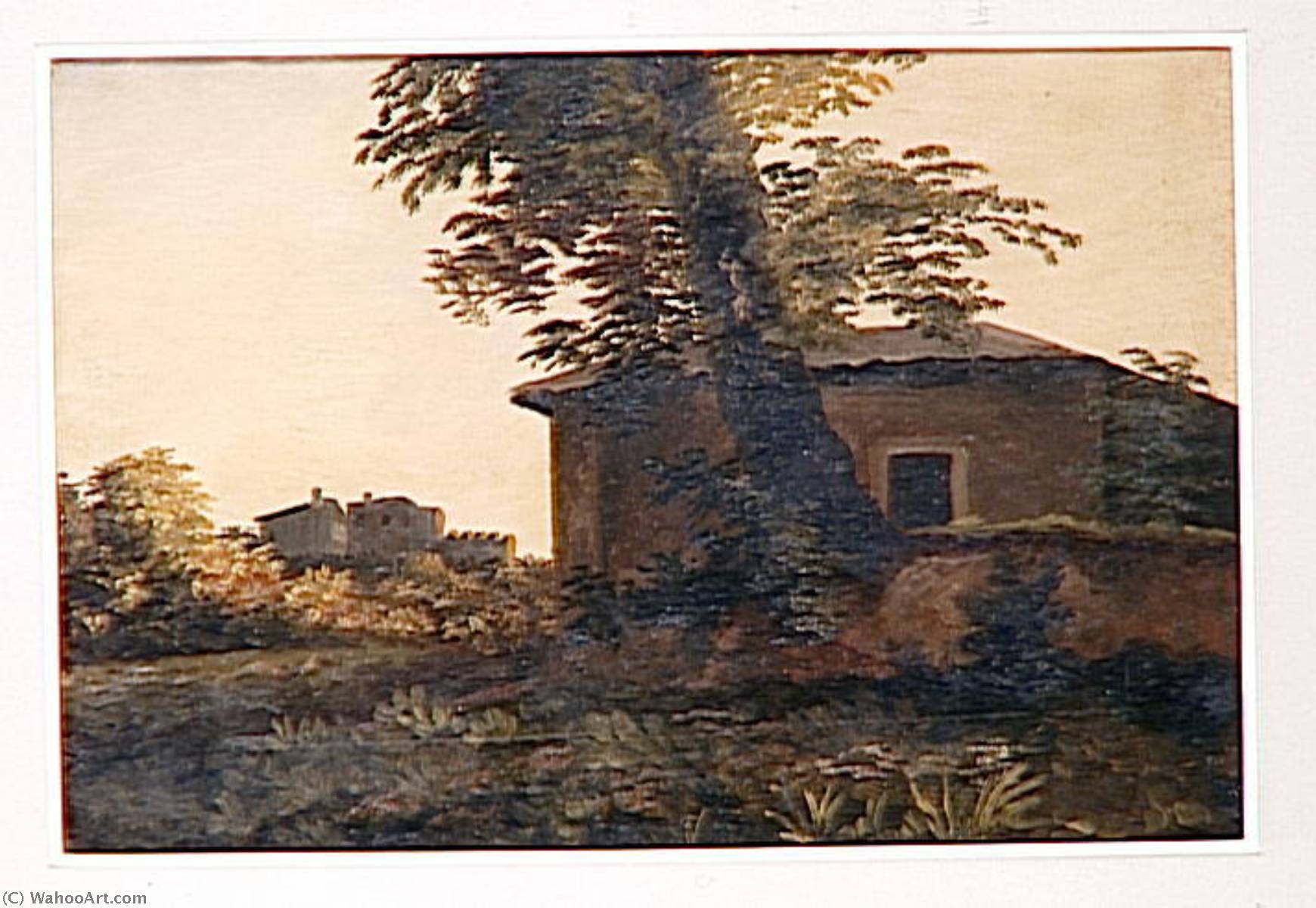 A La Villa Farnese Arbre Devant Une Maison Rustique — Pierre-henri De Valenciennes