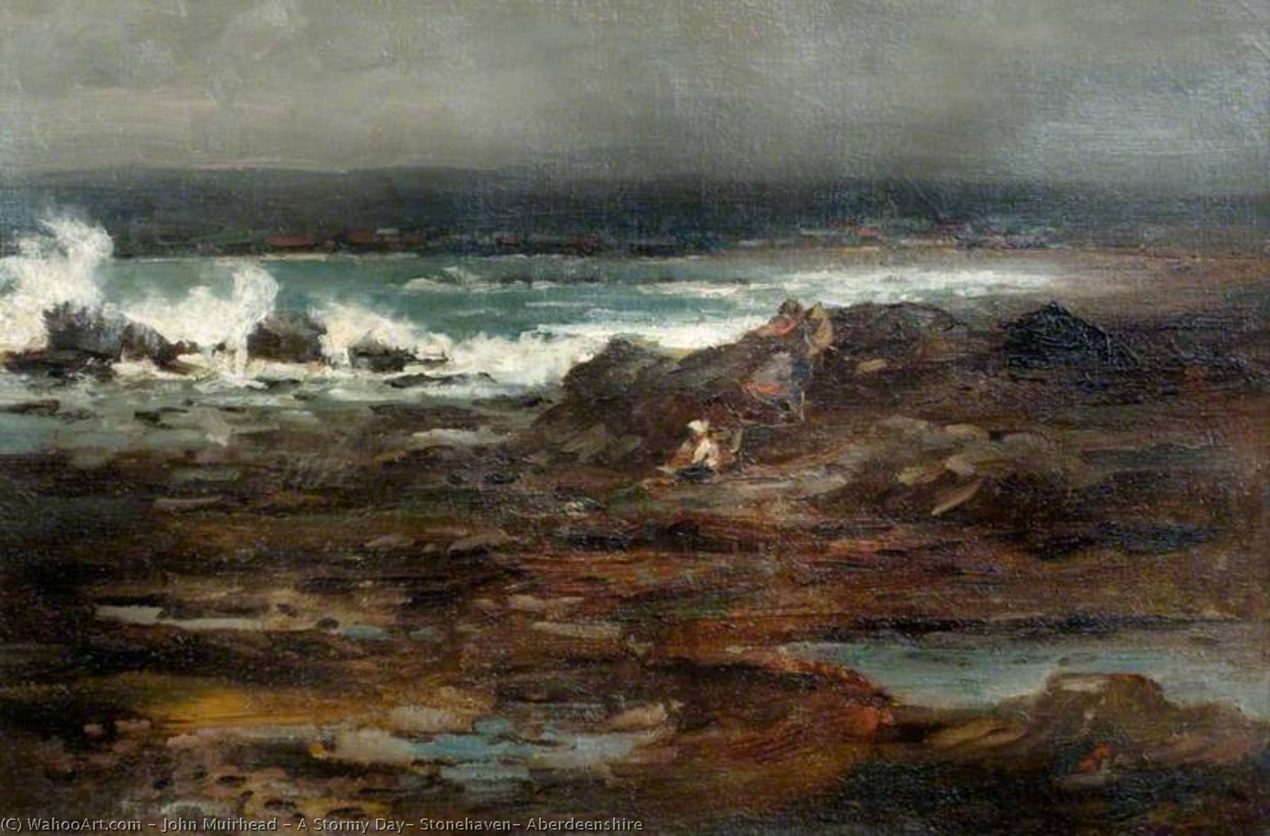 A Stormy Day, Stonehaven, Aberdeenshire — John Muirhead