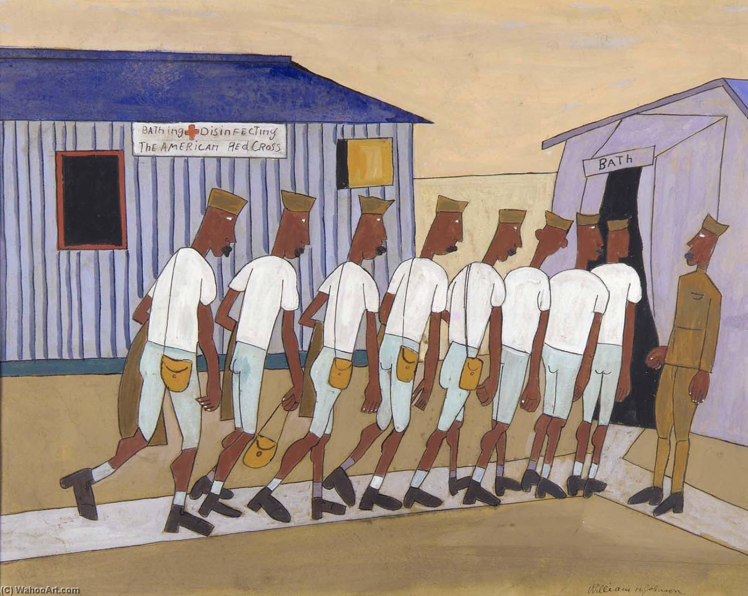 Soldiers' Morning Bath — William H. Johnson