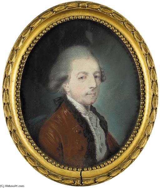 Portrait Of A Gentleman, Half-length, In A Brown Coat With Fur Trim; And Portrait Of A Gentleman, Half-length, In A Red Coat And White Waistcoat — Hugh Douglas Hamilton
