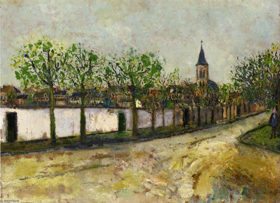 Church And Street In Montmagny — Maurice Utrillo