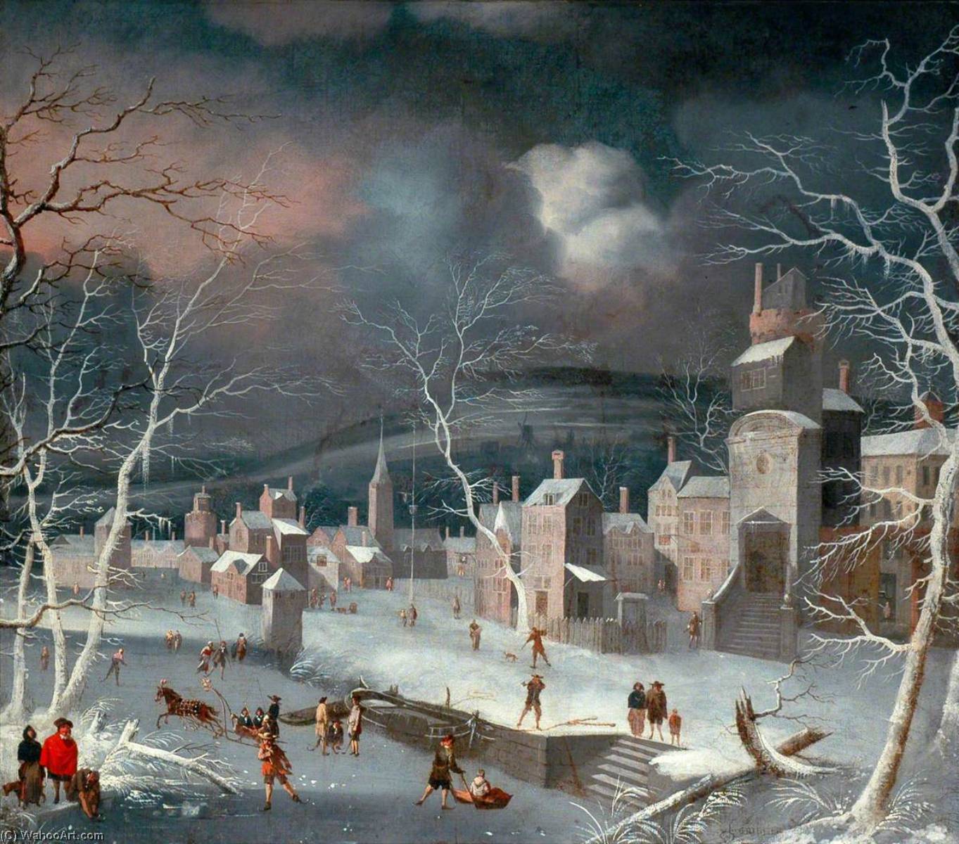 Dutch Snow Scene With Skaters — Jan Griffier I