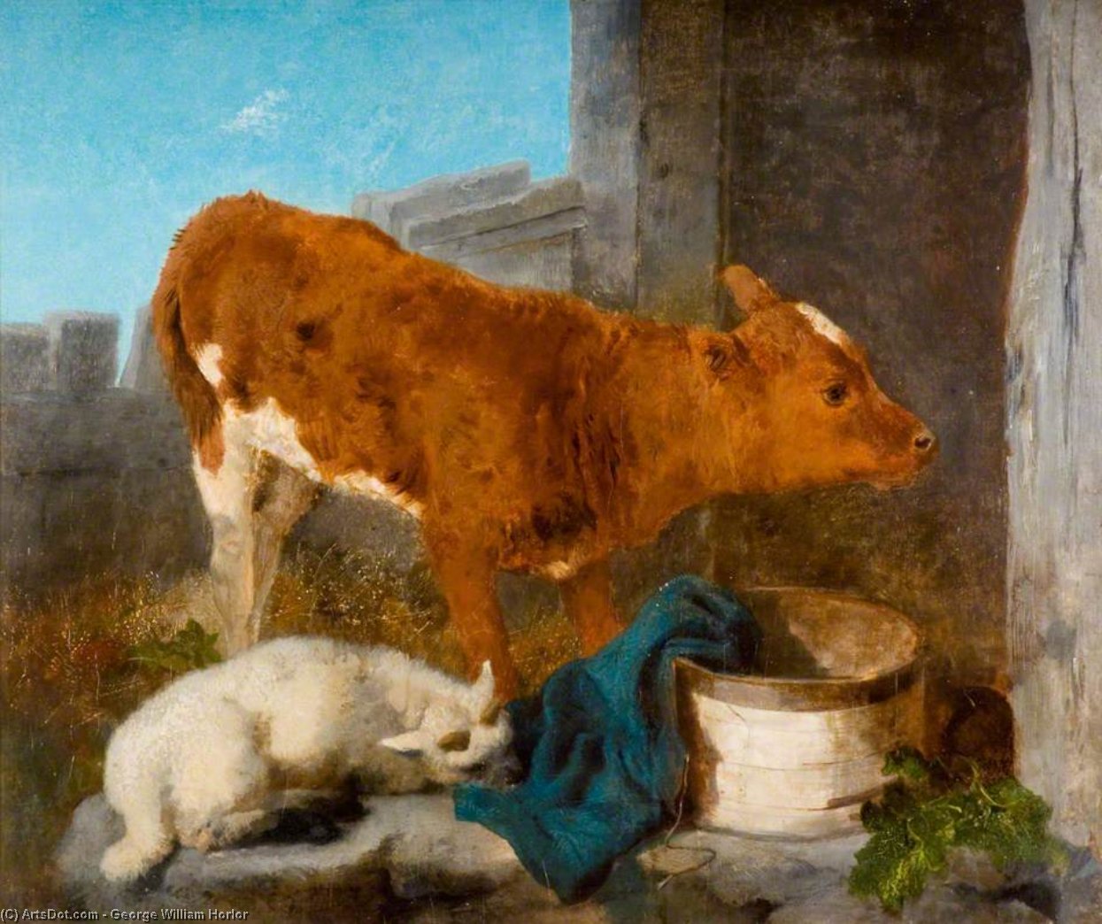 Calves Feeding — George William Horlor